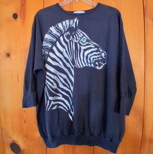 Vintage Carol Carr Zebra Print Dolman Sleeve Sweater